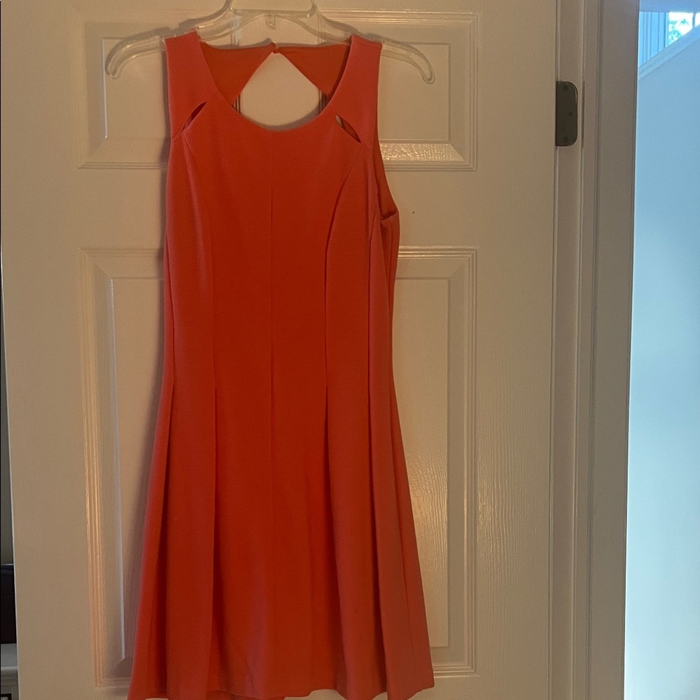 Elegant Coral Sleeveless Dress